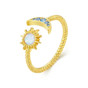 (Bild für) Pandora Style Sonne, Mond und Sterne offener Ring - SCR796-B
