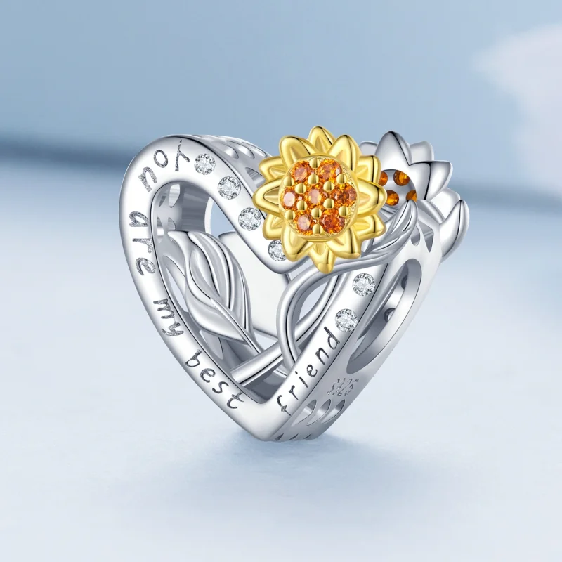 (Bild für) Pandora Style Sonnenblumen-Anhänger - BSC839 - Ansicht 2