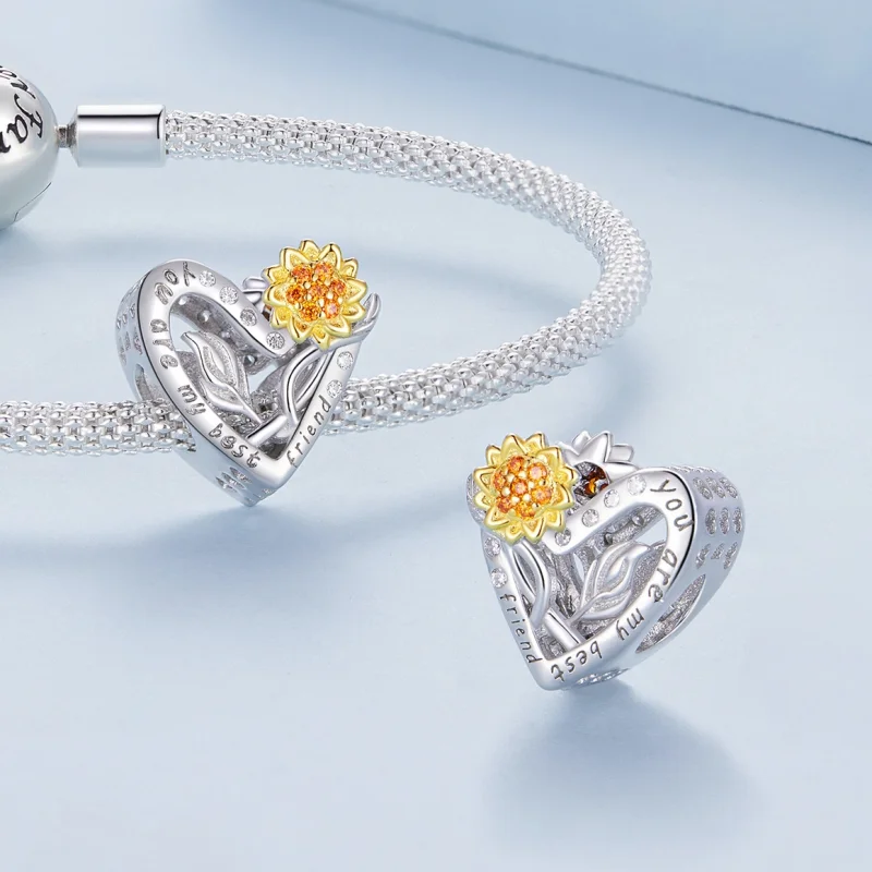 (Bild für) Pandora Style Sonnenblumen-Anhänger - BSC839 - Ansicht 4