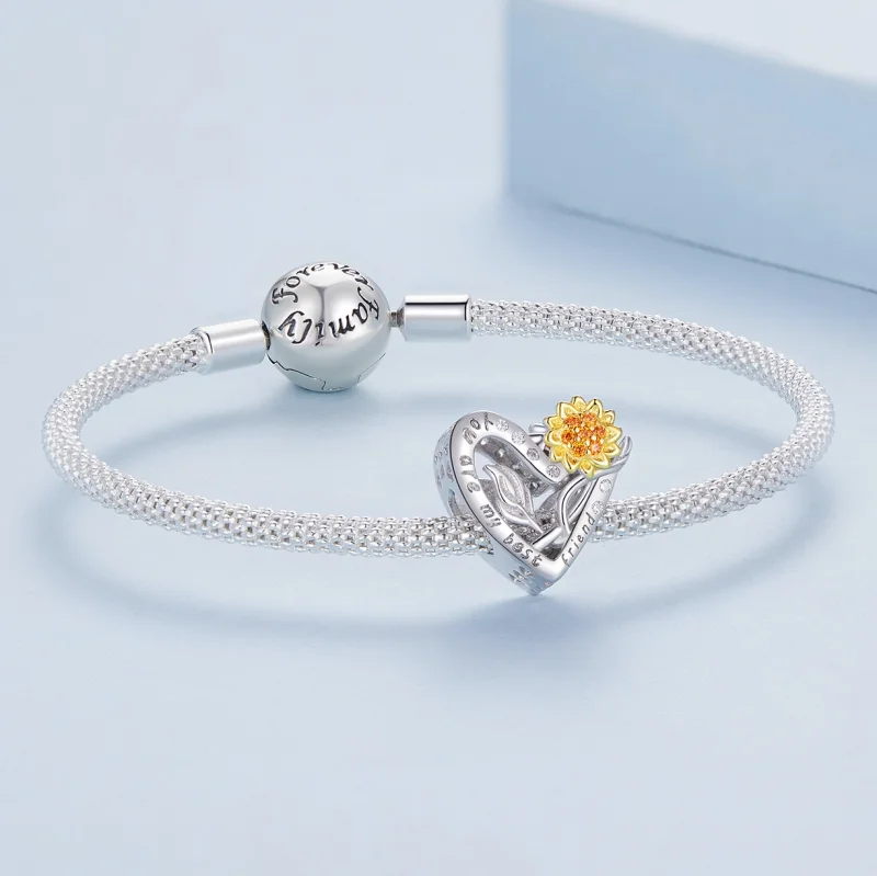 (Bild für) Pandora Style Sonnenblumen-Anhänger - BSC839 - Ansicht 5