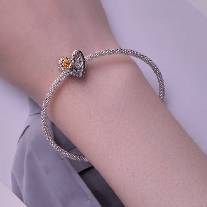 (Bild für) Pandora Style Sonnenblumen-Anhänger - BSC839 - Ansicht 6
