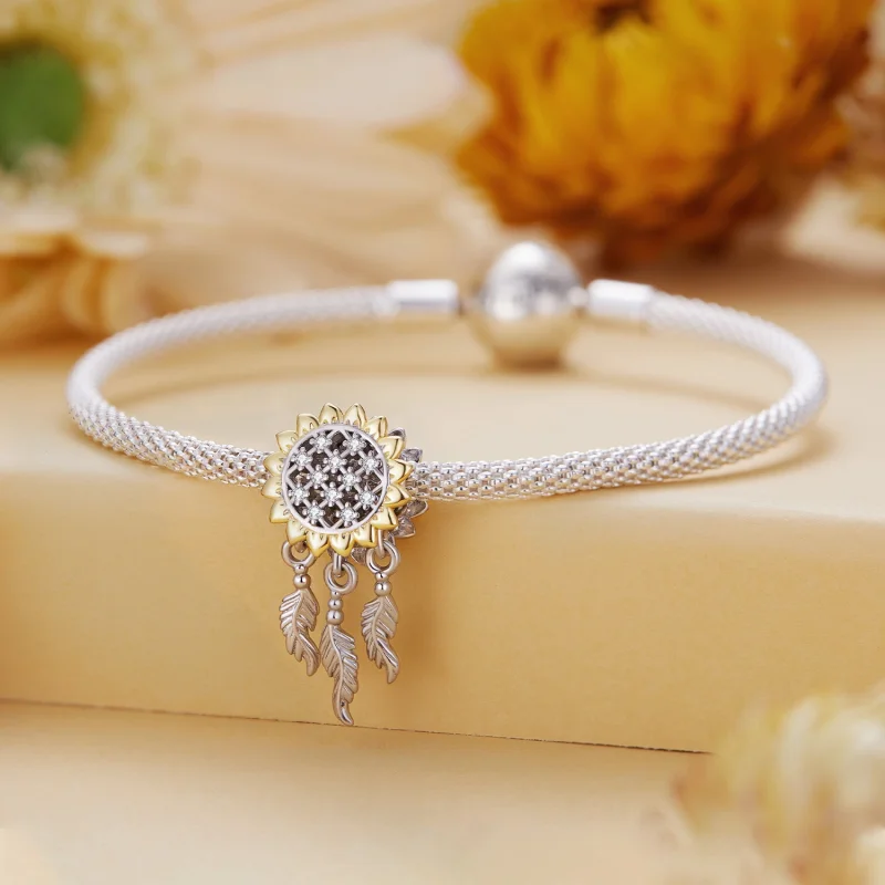 (Bild für) Pandora Style Sonnenblumen Traumfänger-Anhänger - BSC820 - Ansicht 3