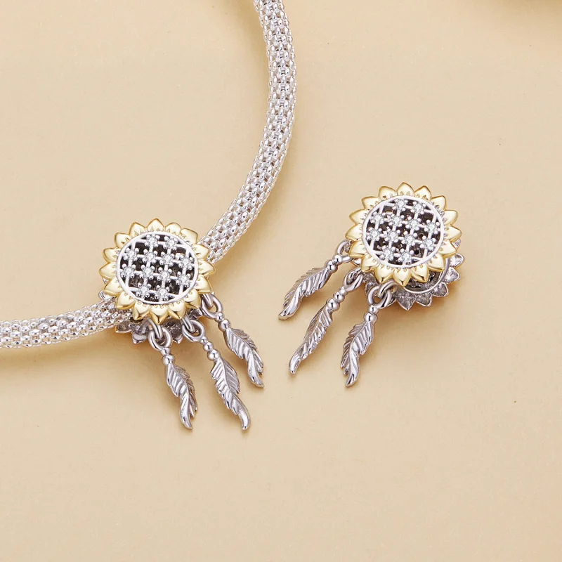(Bild für) Pandora Style Sonnenblumen Traumfänger-Anhänger - BSC820 - Ansicht 4