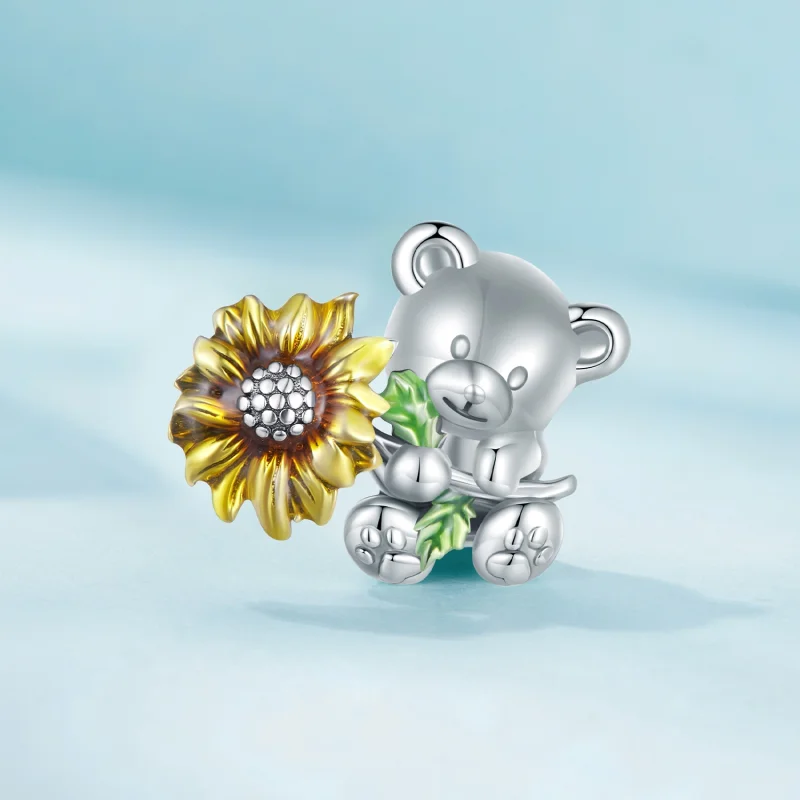 (Bild für) Pandora Style Sonnenblumen- und Bär-Anhänger - SCC2560 - Ansicht 2