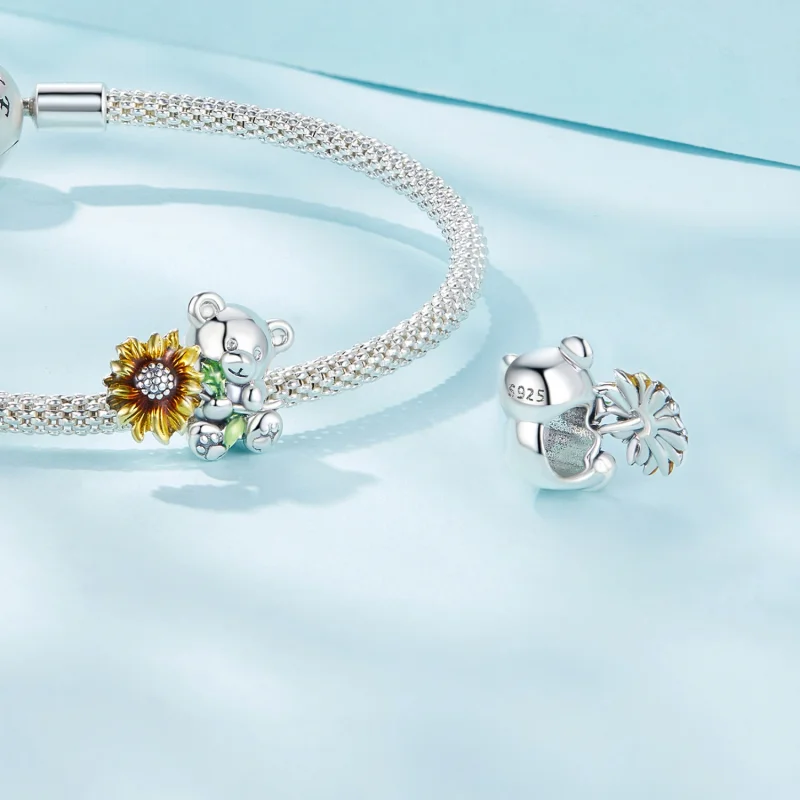 (Bild für) Pandora Style Sonnenblumen- und Bär-Anhänger - SCC2560 - Ansicht 4