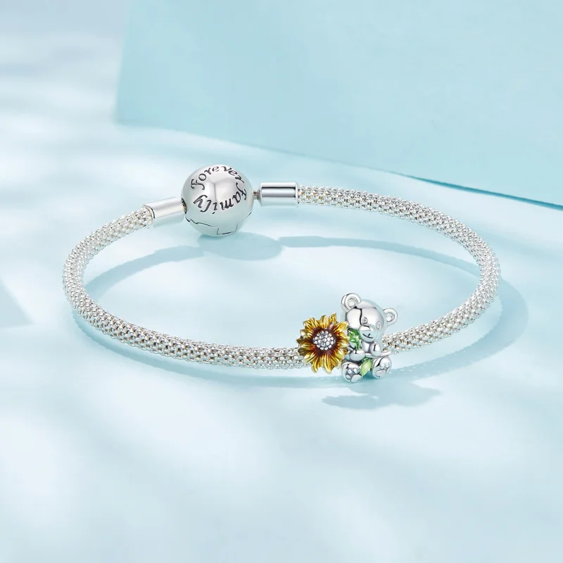 (Bild für) Pandora Style Sonnenblumen- und Bär-Anhänger - SCC2560 - Ansicht 5