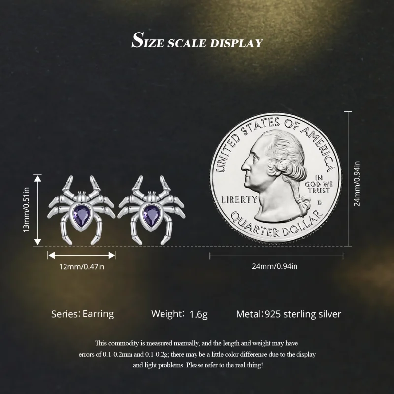 (Bild für) Pandora Style Spider Studs Ohrringe - BSE891 - Ansicht 7