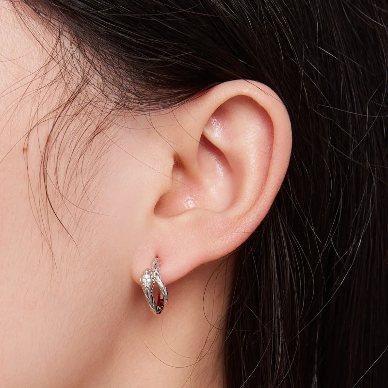 (Bild für) Pandora Style Spirit Snake Hoop Earrings - BSE818 - Ansicht 5