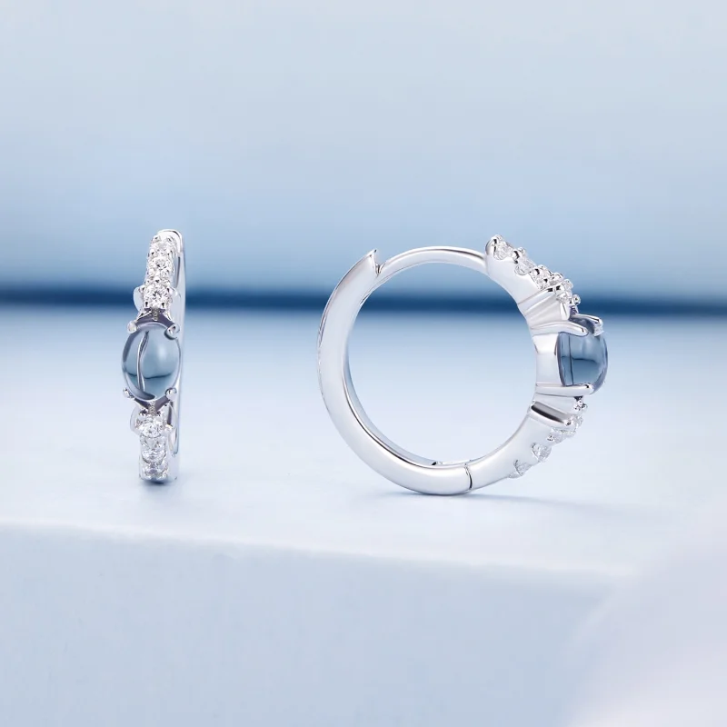(Bild für) Pandora Style Stern Blaue Glas Ringohrringe - BSE859 - Ansicht 2