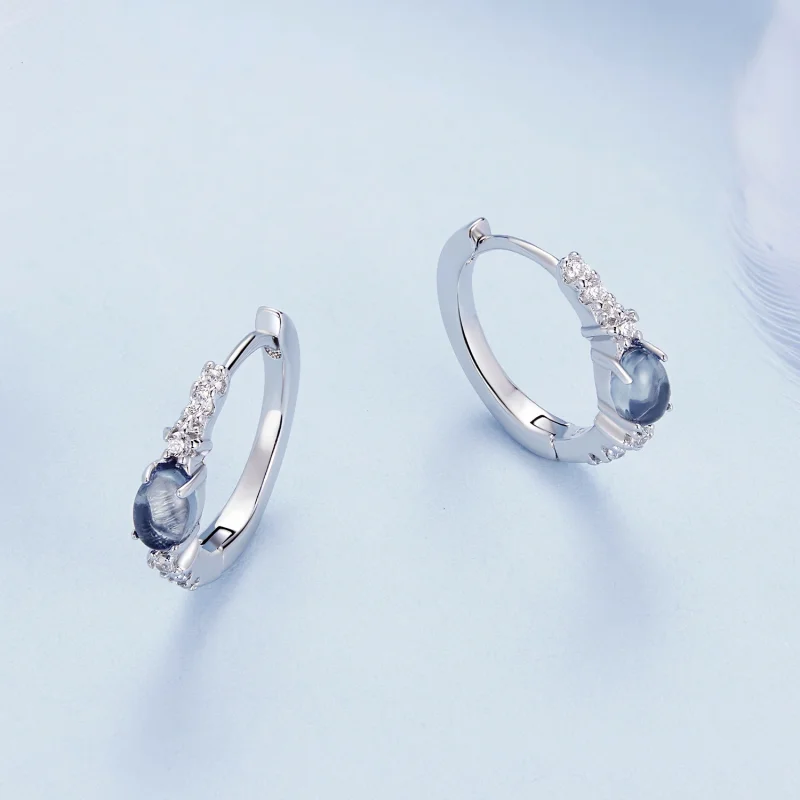 (Bild für) Pandora Style Stern Blaue Glas Ringohrringe - BSE859 - Ansicht 3