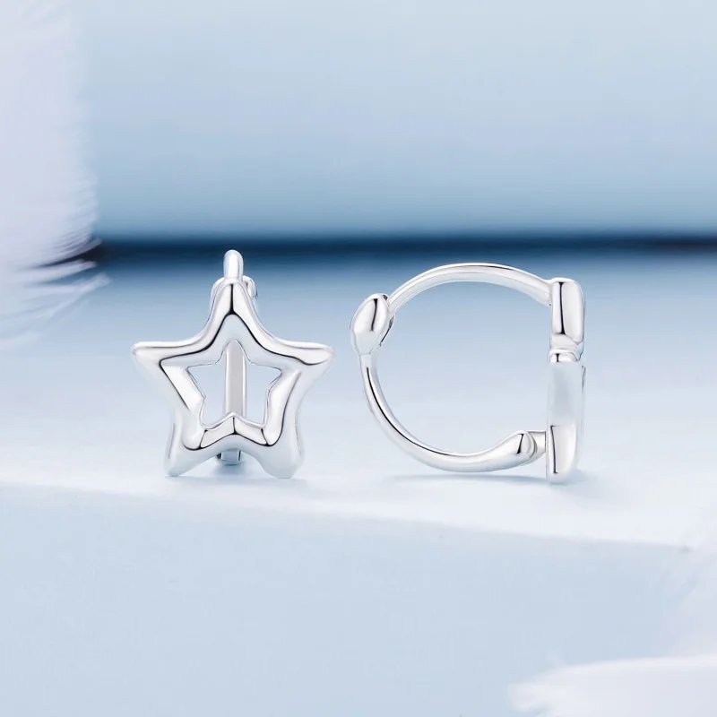 (Bild für) Pandora Style Stern-Hoop-Ohrringe - BSE896 - Ansicht 2