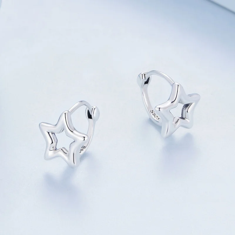 (Bild für) Pandora Style Stern-Hoop-Ohrringe - BSE896 - Ansicht 3