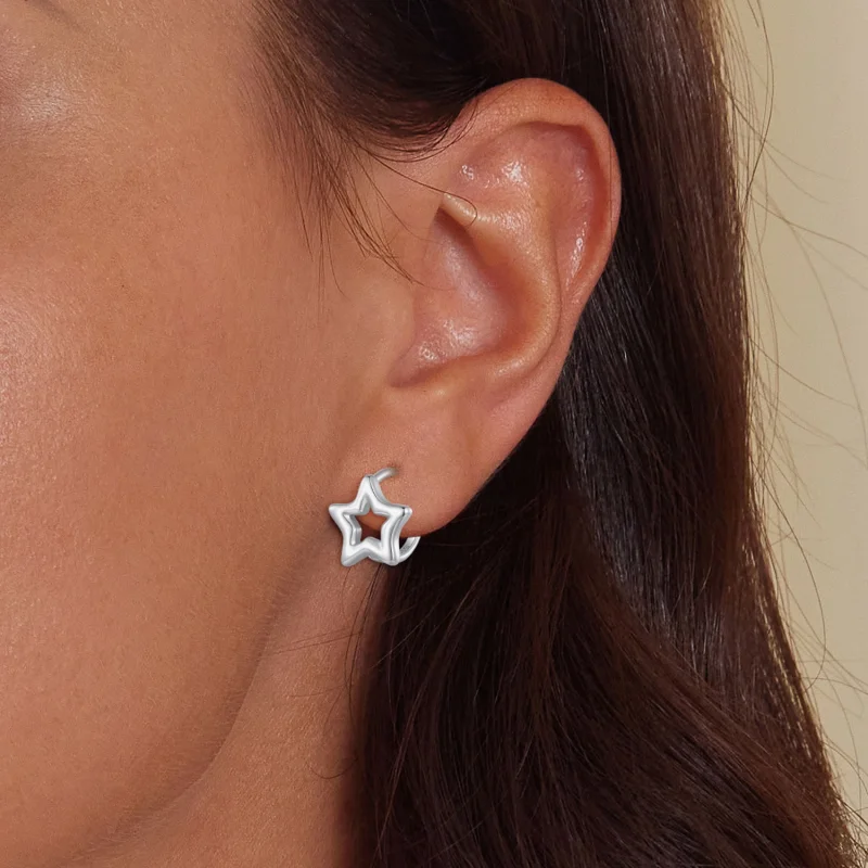 (Bild für) Pandora Style Stern-Hoop-Ohrringe - BSE896 - Ansicht 5