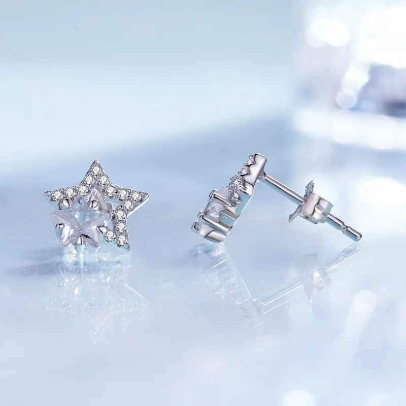(Bild für) Pandora Style Stern-Stecker Ohrringe - BSE878 - Ansicht 4