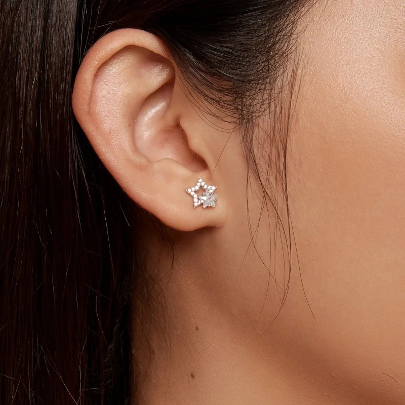 (Bild für) Pandora Style Stern-Stecker Ohrringe - BSE878 - Ansicht 7