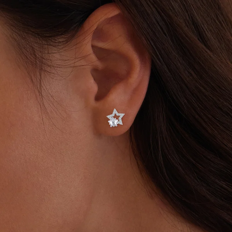 (Bild für) Pandora Style Stern-Stecker Ohrringe - BSE878 - Ansicht 9