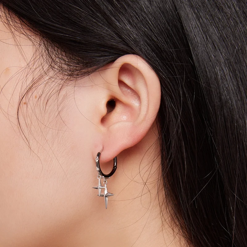 (Bild für) Pandora Style Sterne und Mond Glanz Creolen - BSE805 - Ansicht 6