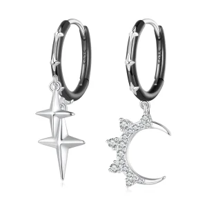 (Bild für) Pandora Style Sterne und Mond Glanz Creolen - BSE805