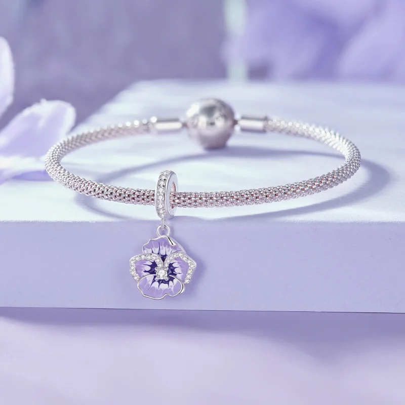 (Bild für) Pandora Style Stiefmütterchen-Anhänger - SCC2583 - Ansicht 5