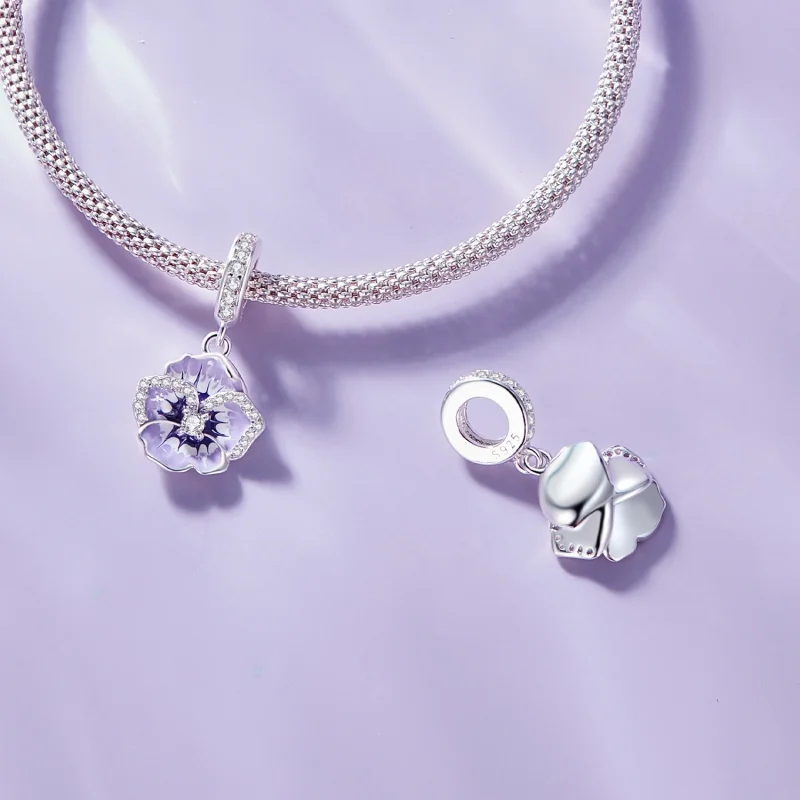 (Bild für) Pandora Style Stiefmütterchen-Anhänger - SCC2583 - Ansicht 6
