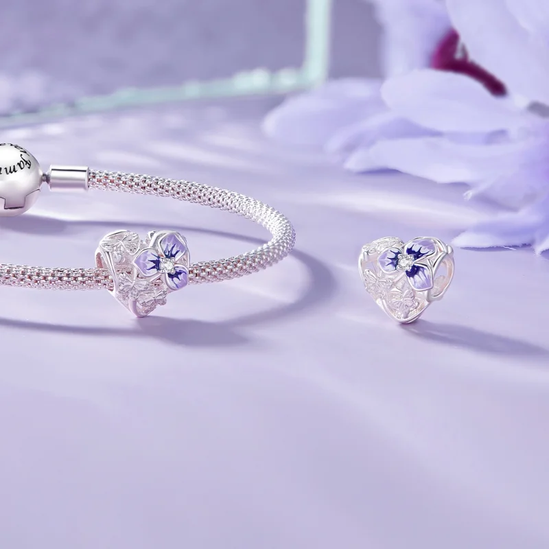 (Bild für) Pandora Style Stiefmütterchen-Anhänger - SCC2585 - Ansicht 4