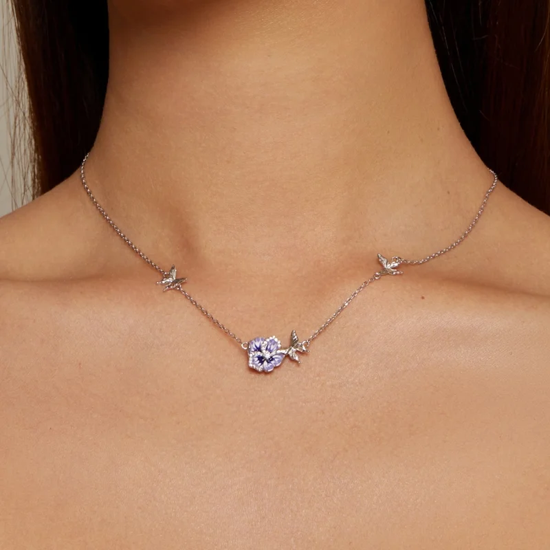 (Bild für) Pandora Style Stiefmütterchen Dehnbare Halskette - BSN336 - Ansicht 6