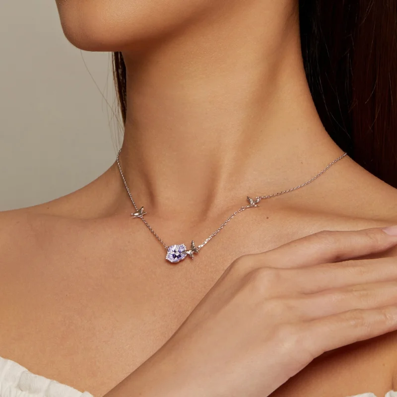 (Bild für) Pandora Style Stiefmütterchen Dehnbare Halskette - BSN336 - Ansicht 7