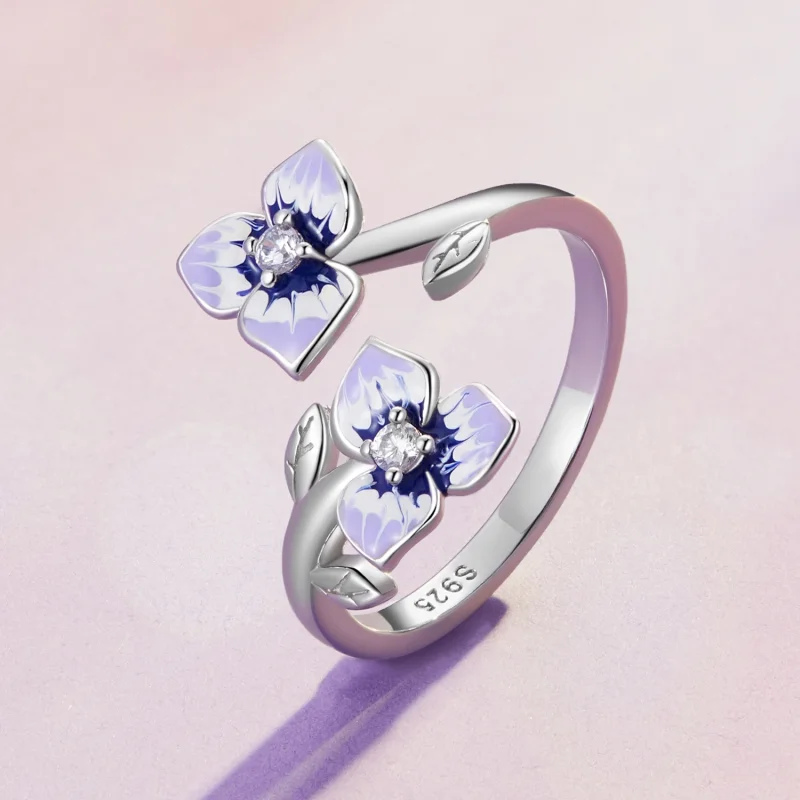 (Bild für) Pandora Style Stiefmütterchen Offener Ring - BSR451-E - Ansicht 2