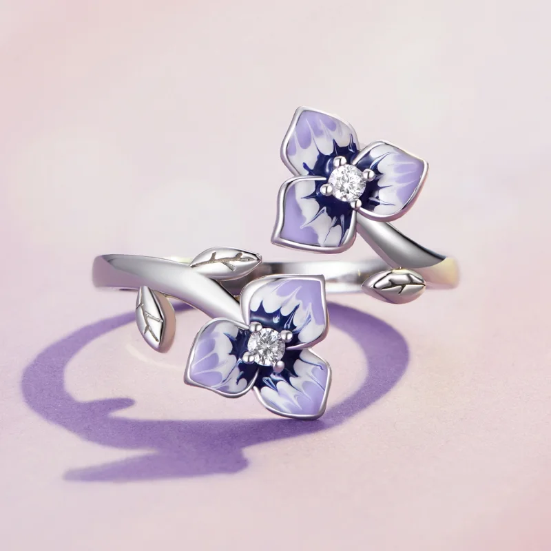 (Bild für) Pandora Style Stiefmütterchen Offener Ring - BSR451-E - Ansicht 3