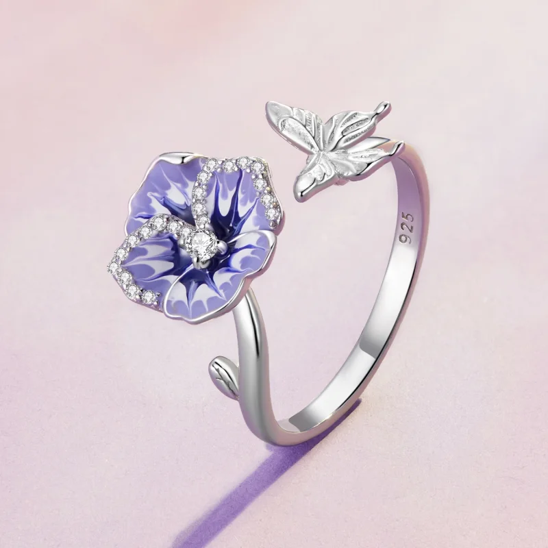 (Bild für) Pandora Style Stiefmütterchen Offener Ring - BSR452-E - Ansicht 2