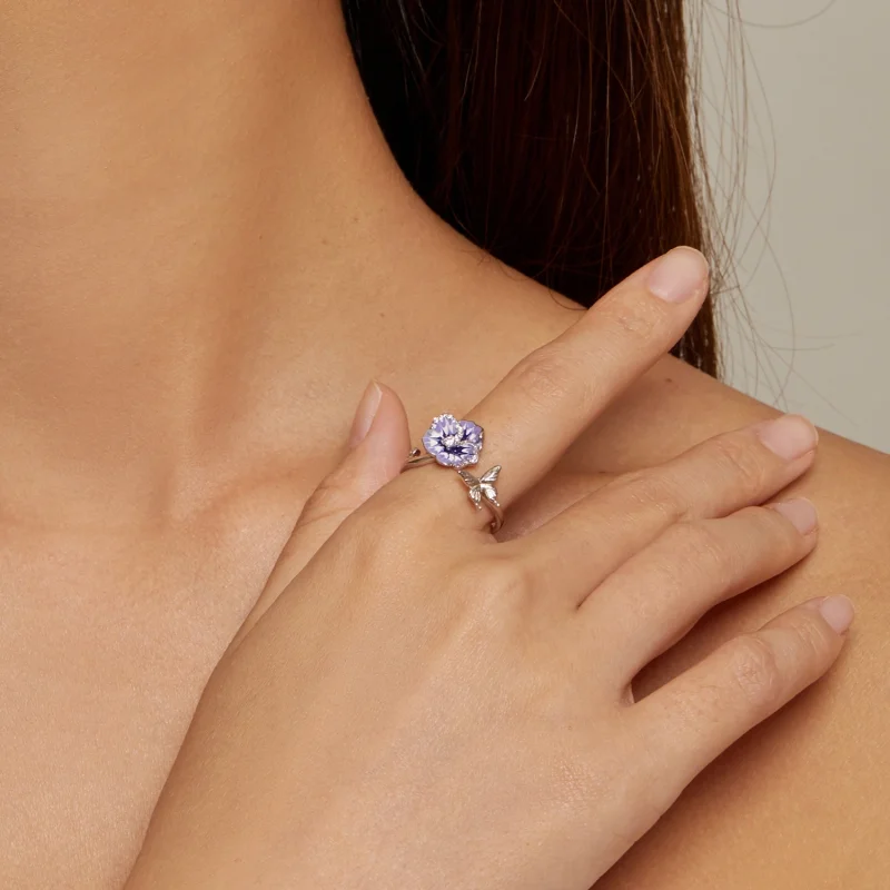 (Bild für) Pandora Style Stiefmütterchen Offener Ring - BSR452-E - Ansicht 4