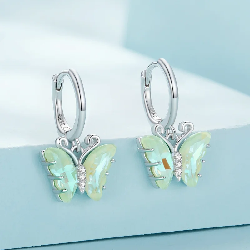 (Bild für) Pandora Style Symphony Butterfly Hoop Earrings - SCE1588-GN - Ansicht 2