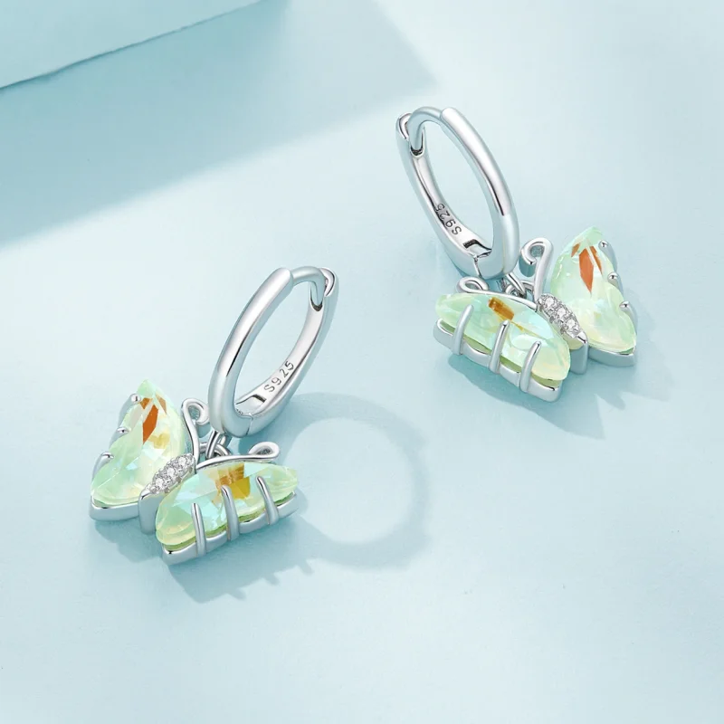 (Bild für) Pandora Style Symphony Butterfly Hoop Earrings - SCE1588-GN - Ansicht 3
