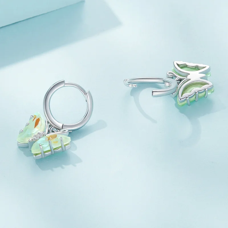 (Bild für) Pandora Style Symphony Butterfly Hoop Earrings - SCE1588-GN - Ansicht 4