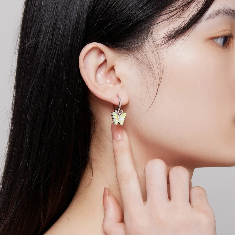 (Bild für) Pandora Style Symphony Butterfly Hoop Earrings - SCE1588-GN - Ansicht 5