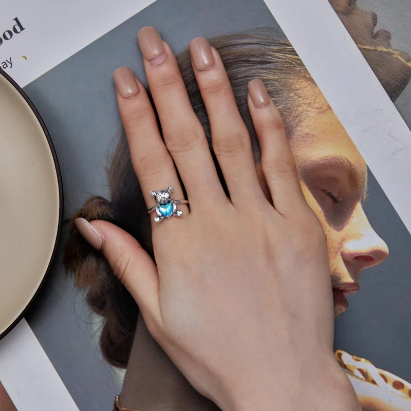 (Bild für) Pandora Style Umarmbär Öffnender Ring - SCR921 - Ansicht 6