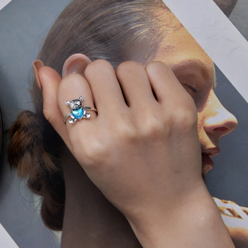 (Bild für) Pandora Style Umarmbär Öffnender Ring - SCR921 - Ansicht 7