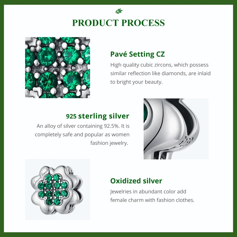 (Bild für) Pandora Style Vierblättriges Kleeblatt Charm - SCC2604 - Ansicht 5
