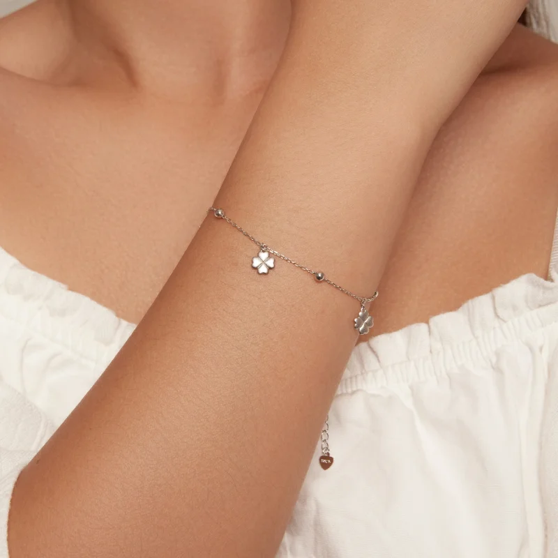 (Bild für) Pandora Style Vierblättriges Kleeblatt Kettenarmband - BSB139 - Ansicht 4