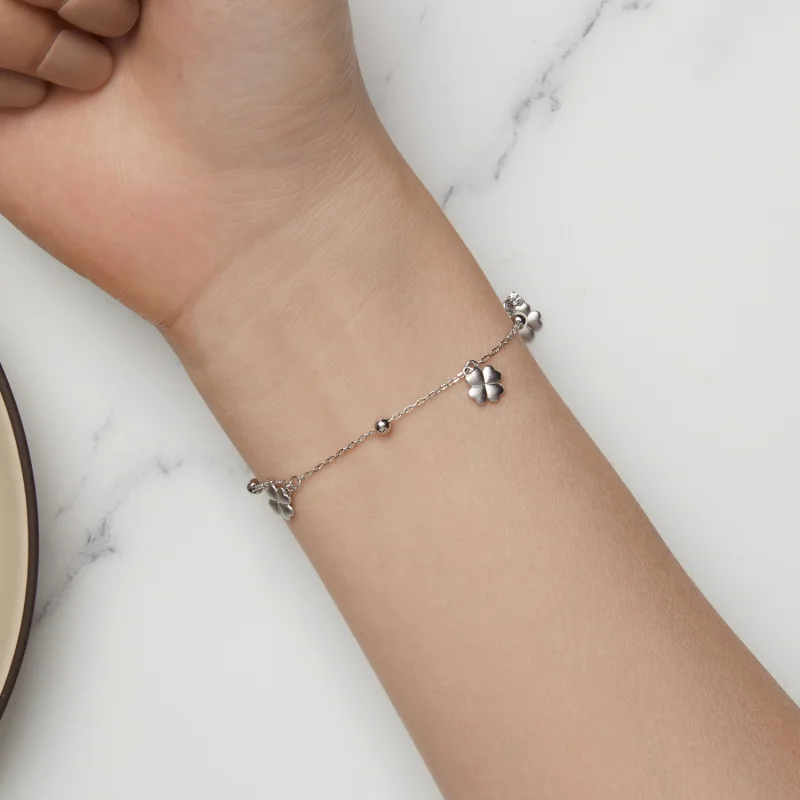 (Bild für) Pandora Style Vierblättriges Kleeblatt Kettenarmband - BSB139 - Ansicht 7