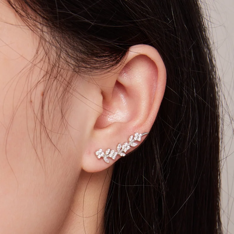(Bild für) Pandora Style Vierblättriges Kleeblatt Lange Stecker Ohrringe - BSE819 - Ansicht 5