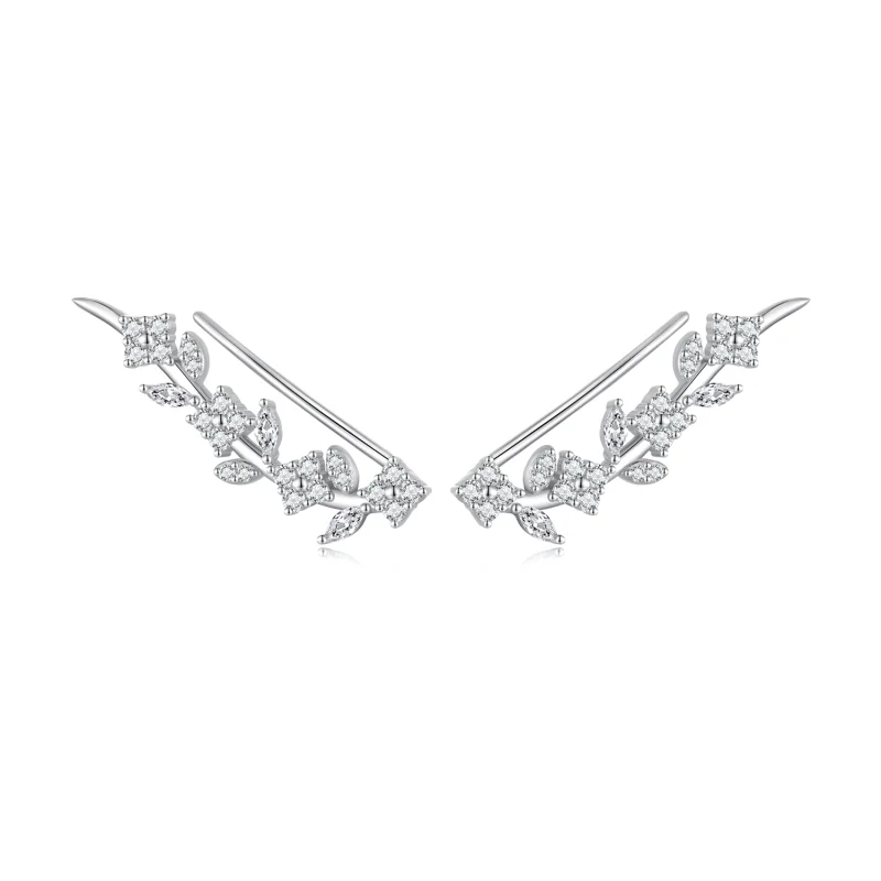 (Bild für) Pandora Style Vierblättriges Kleeblatt Lange Stecker Ohrringe - BSE819 - Ansicht 8