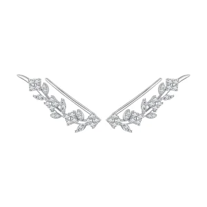 (Bild für) Pandora Style Vierblättriges Kleeblatt Lange Stecker Ohrringe - BSE819