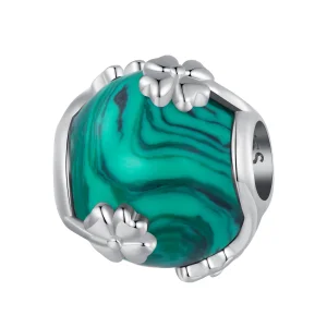 (Bild für) Pandora Style Vierblättriges Kleeblatt Malachit Anhänger - SCC2489