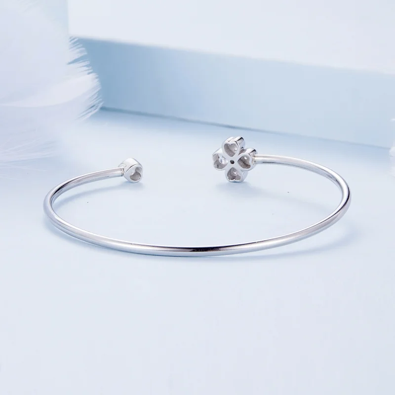 (Bild für) Pandora Style Vierblättriges Kleeblatt Offenes Armband - BSB134 - Ansicht 4