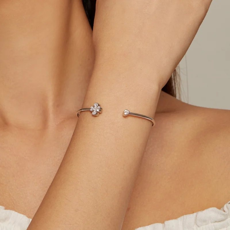 (Bild für) Pandora Style Vierblättriges Kleeblatt Offenes Armband - BSB134 - Ansicht 5