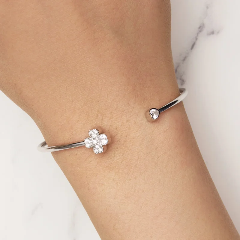 (Bild für) Pandora Style Vierblättriges Kleeblatt Offenes Armband - BSB134 - Ansicht 6