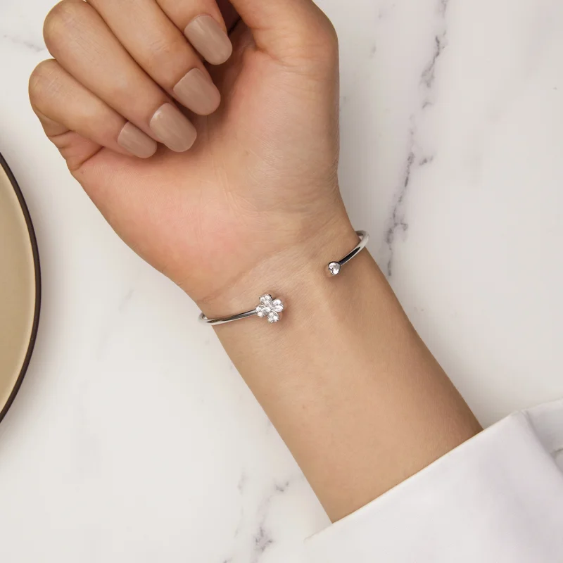 (Bild für) Pandora Style Vierblättriges Kleeblatt Offenes Armband - BSB134 - Ansicht 7