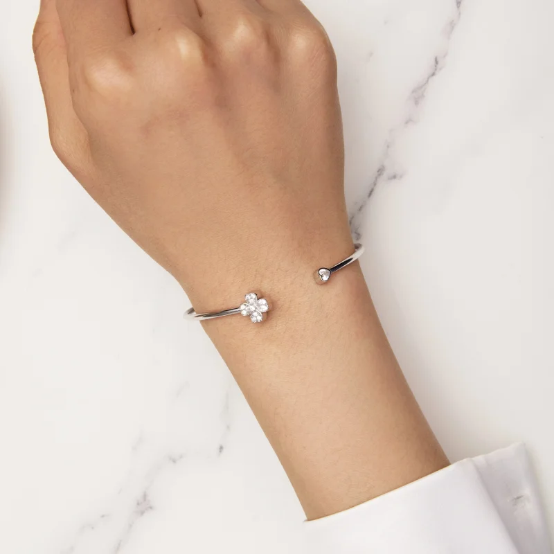 (Bild für) Pandora Style Vierblättriges Kleeblatt Offenes Armband - BSB134 - Ansicht 8