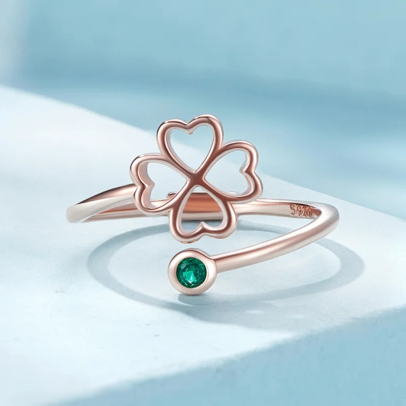 (Bild für) Pandora Style Vierblättriges Kleeblatt Ring aus Roségold mit Öffnung - SCR843-C - Ansicht 3